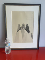Pen & Ink Drawing Signed Luis Valdez Ibiza 1976 Minimalist Art Modernism Spain