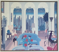 Thomas McKnight “Blue Couch” Fine Art Poster Print Matted & Framed 32” x 29”