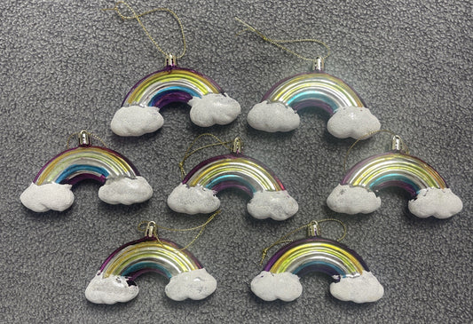 Rainbow Xmas Ornament Christmas Tree Decoration Lot Of 7 KITSCH