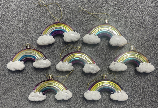 Rainbow Xmas Ornament Christmas Tree Decoration Lot Of 7 KITSCH