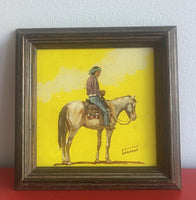 Vic Donahue “PIMA” Western Illustration Art American Indian on Horseback Cowboy