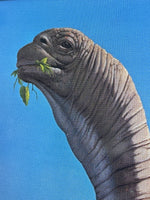 RARE Giuseppe Reichmuth Dinosaur on Autobahn 1980s Framed Hyperrealism Fantasy