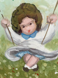 Marcello Innocenti Art Italy Girl On A Swing Orig Painting On Board 1970s Framed