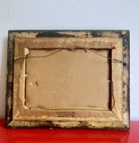 Sailboats And Mountains 1970s Copper Enamel Art Painting Signed FOX 10.5” x 8.5”