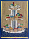 MOD Cupcakes Mixed Media Pop Art Painting Thiebaud Vibes 80s 90s AWESOME FRAME