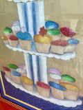 MOD Cupcakes Mixed Media Pop Art Painting Thiebaud Vibes 80s 90s AWESOME FRAME