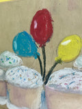 MOD Cupcakes Mixed Media Pop Art Painting Thiebaud Vibes 80s 90s AWESOME FRAME