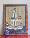 MOD Cupcakes Mixed Media Pop Art Painting Thiebaud Vibes 80s 90s AWESOME FRAME