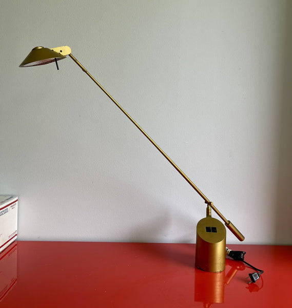 Sonneman “Feather” Gold Modernist Kovacs Desk Lamp ICONIC 1987 Industrial Design