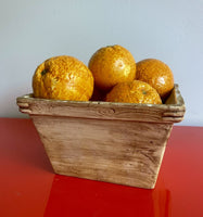 Gorgeous Italy MAJOLICA Oranges Basket Midcentury Modern MCM Trompe L’oeil Retro