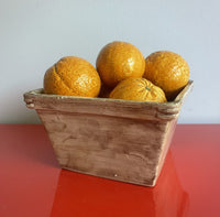 Gorgeous Italy MAJOLICA Oranges Basket Midcentury Modern MCM Trompe L’oeil Retro