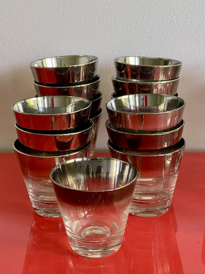 HUGE LOT Mercury Silver Fade Dorothy Thorpe Style Barware 43 Pieces 3 Sizes DECO1