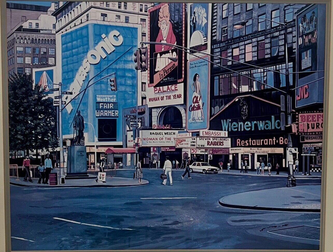 Ken Keeley TIMES SQUARE BROADWAY Offset Litho Poster Print 80s NYC Photorealism1