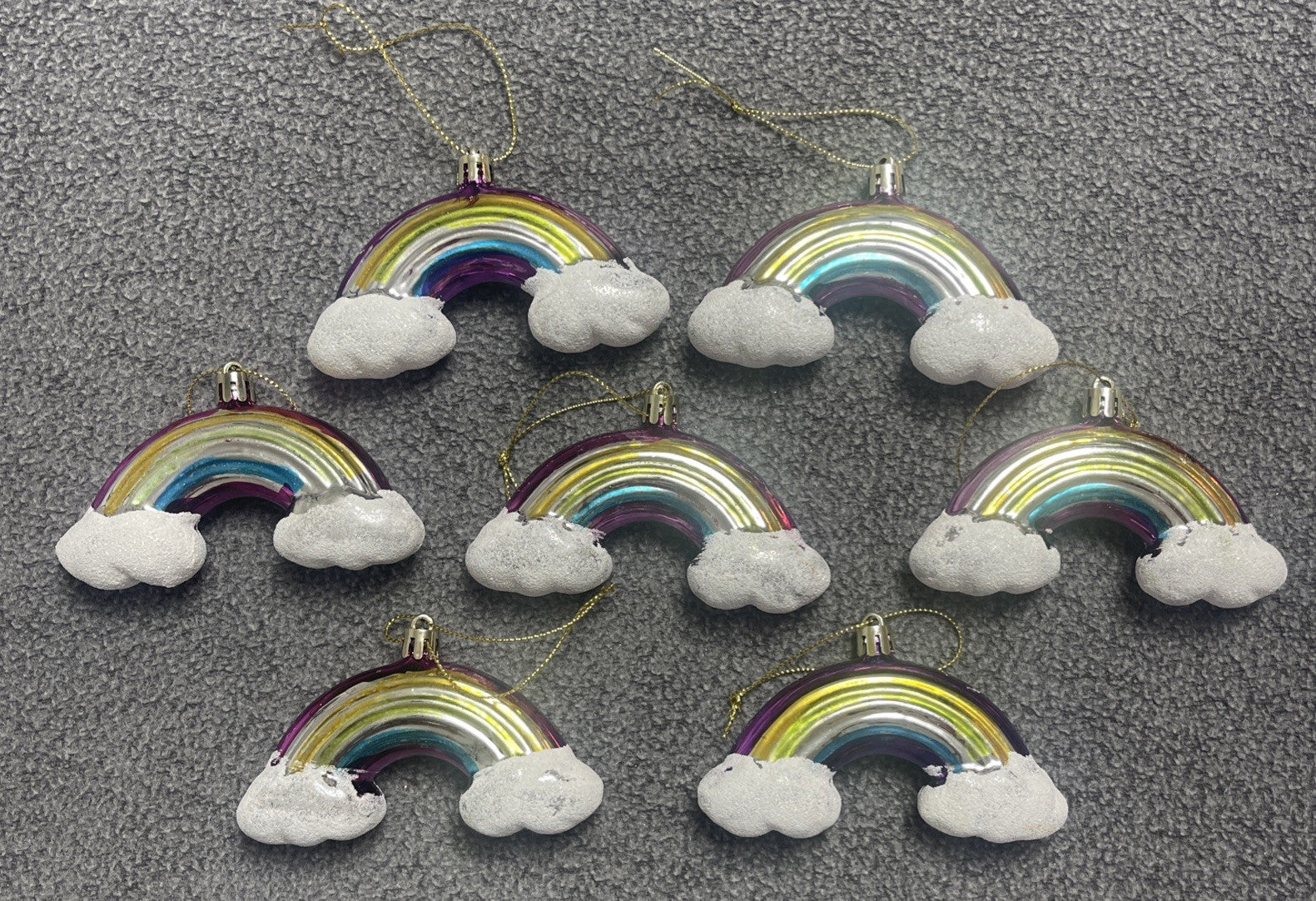 Rainbow Xmas Ornament Christmas Tree Decoration Lot Of 7 KITSCH0