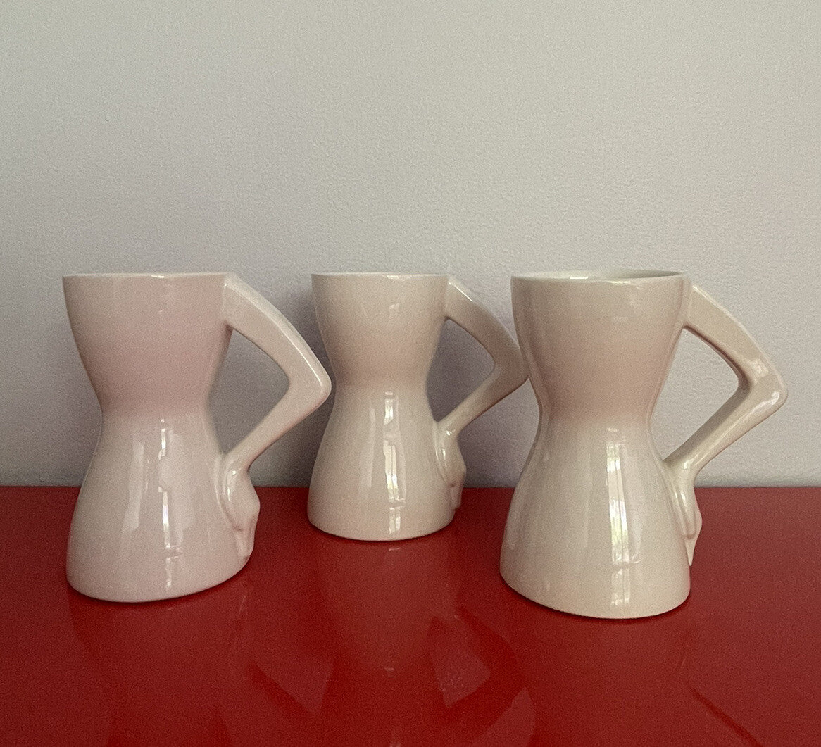 Risqué Mod Ceramic Nude Coffee Mugs Curvy Female Body Hand On Hips Retro Vintage1
