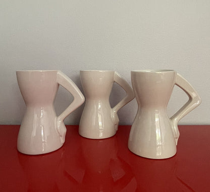 Risqué Mod Ceramic Nude Coffee Mugs Curvy Female Body Hand On Hips Retro Vintage1