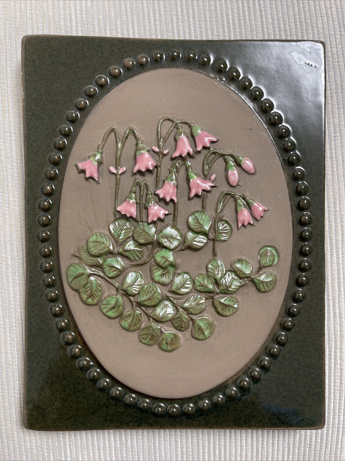 Aimo Nietosvuori 1970s JIE GANTOFTA Sweden Art Pottery Floral Wall Plaque Tiles2