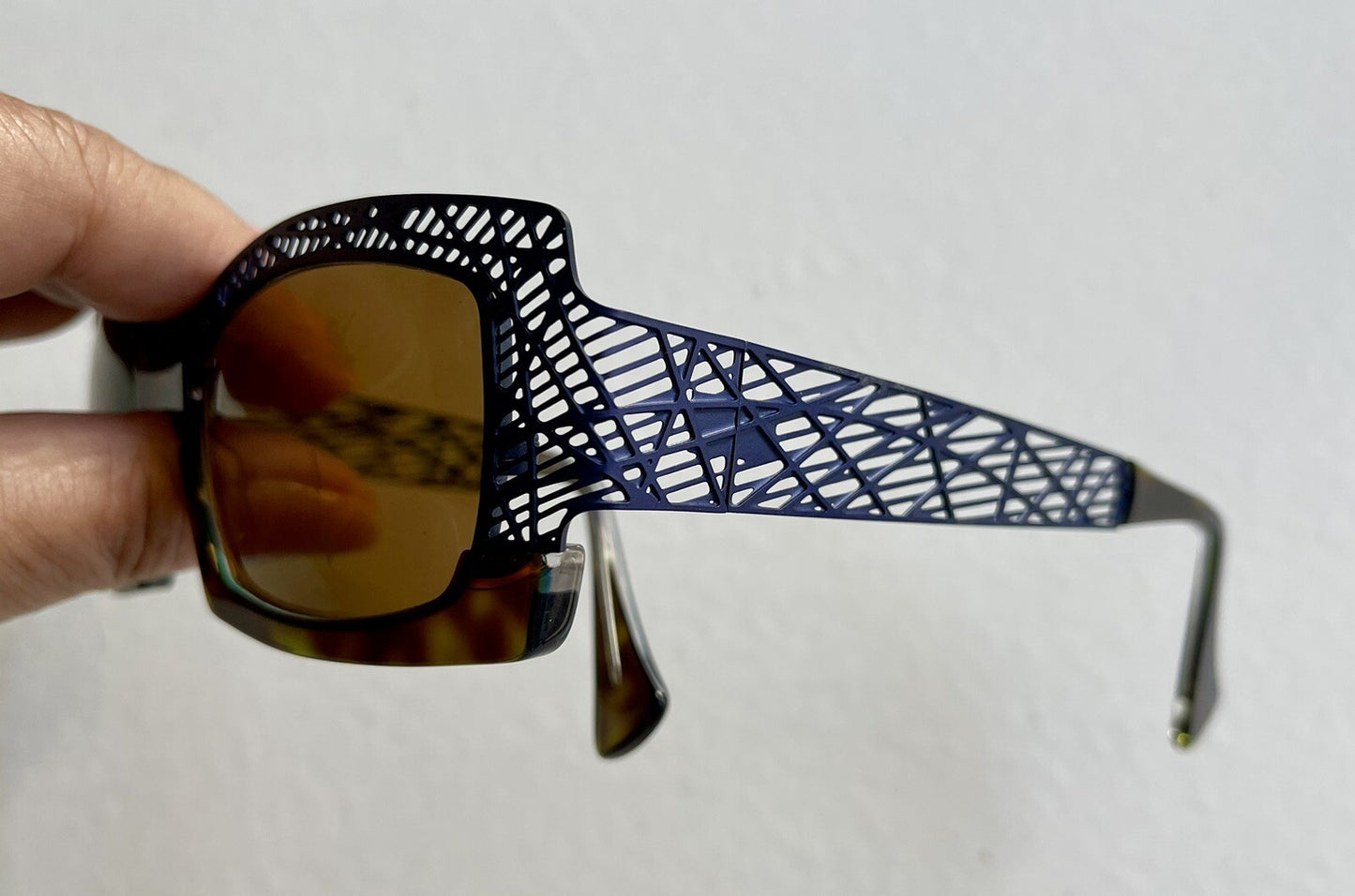Jean Lafont Hallucinante Eyeglasses Frames Blue Pierced Metal Postmodern1