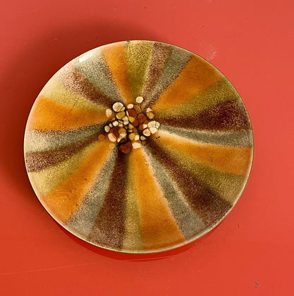 Vintage 1960s Retro Copper Enamel Set 3X Signed Shulman MCM Abstract Sunburst2