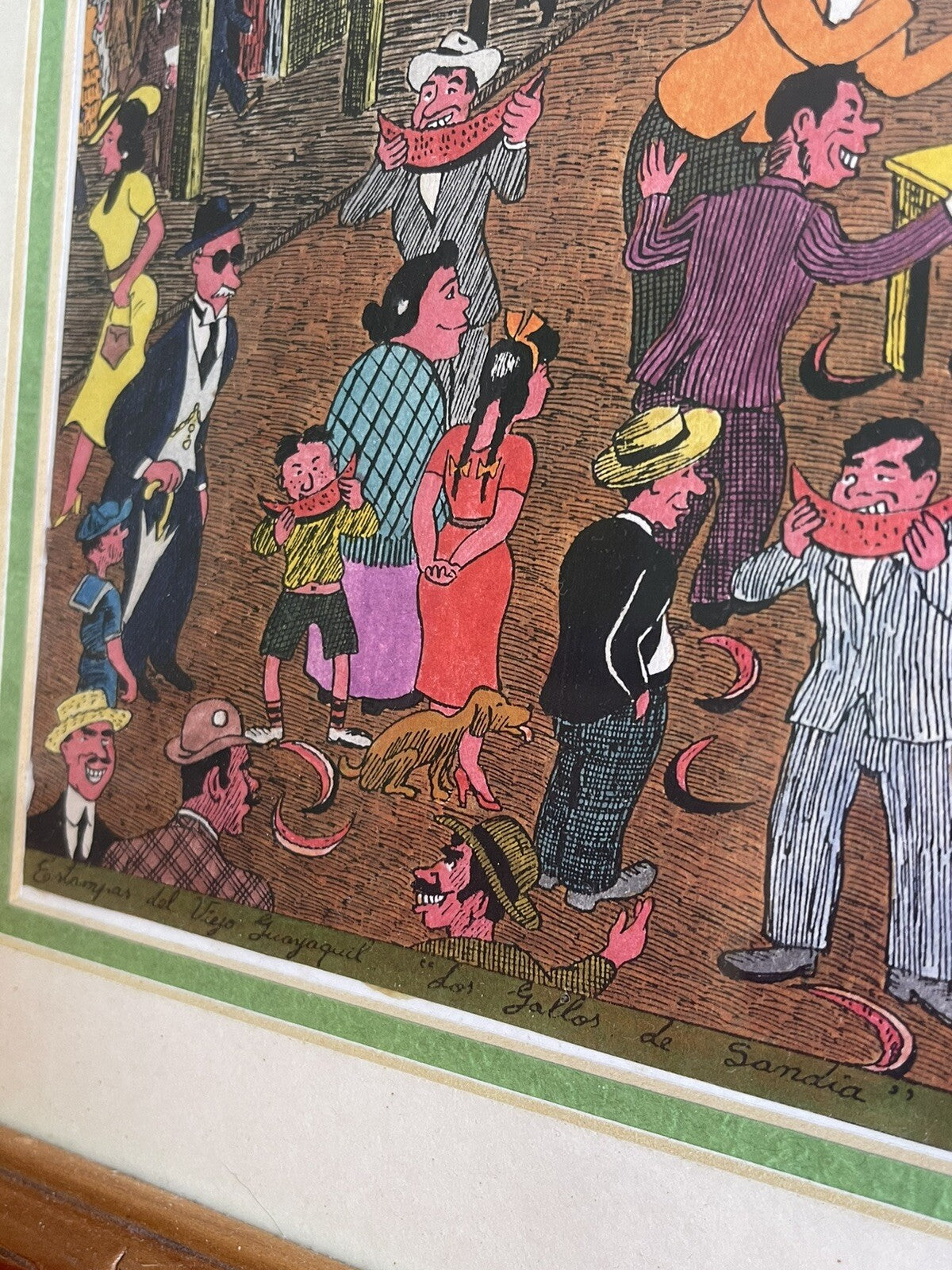 Guayaquil Colombia Seaport Market Scene Fine Art Print Los Gallos De Sandia2