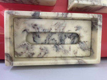 Retro Midcentury Bathroom Set Agate Composite Marble Swirl Hollywood Regency 3pc2