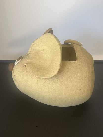 Vintage Kitsch Adorable Mouse Planter Cache Pot Ceramic 1960s 1970s Unmarked EUC3