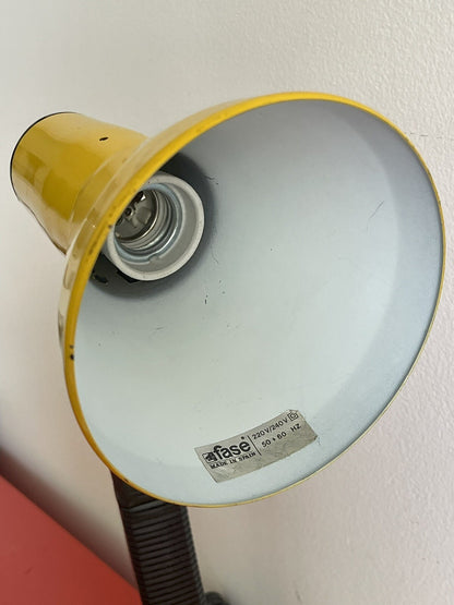 Postmodern 1970s Fasé Fase Yellow Articulated Gooseneck Desk Lamp Spain MCM MOD3