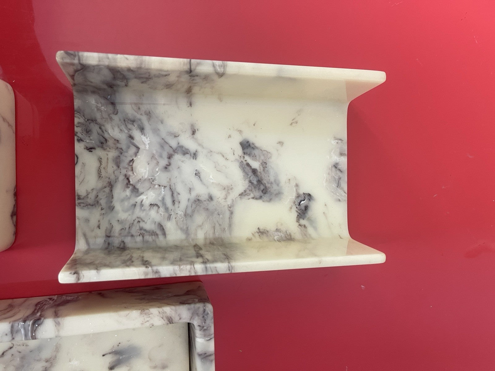Retro Midcentury Bathroom Set Agate Composite Marble Swirl Hollywood Regency 3pc3