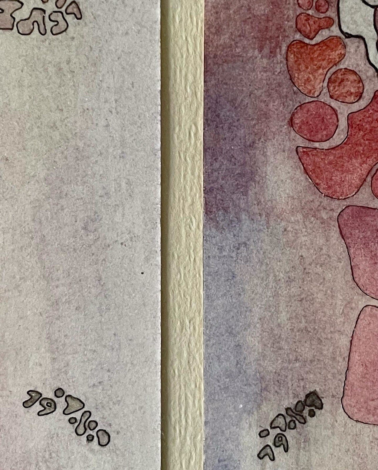 Fine Art Diptych SHEMA ISRAELI Modernist Abstract Signed Judaica Watercolor 19792