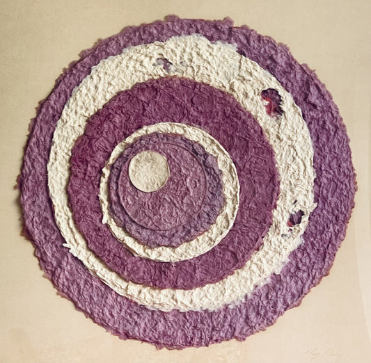 Cast Paper Monoprint Purple Mod Geometric Signed May Reisz 1970s 1980s Framed0