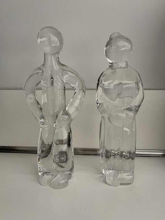 Vintage Reijmyre Crystal Couple 8” Tall Swedish Art Glass Scandinavian Modern0