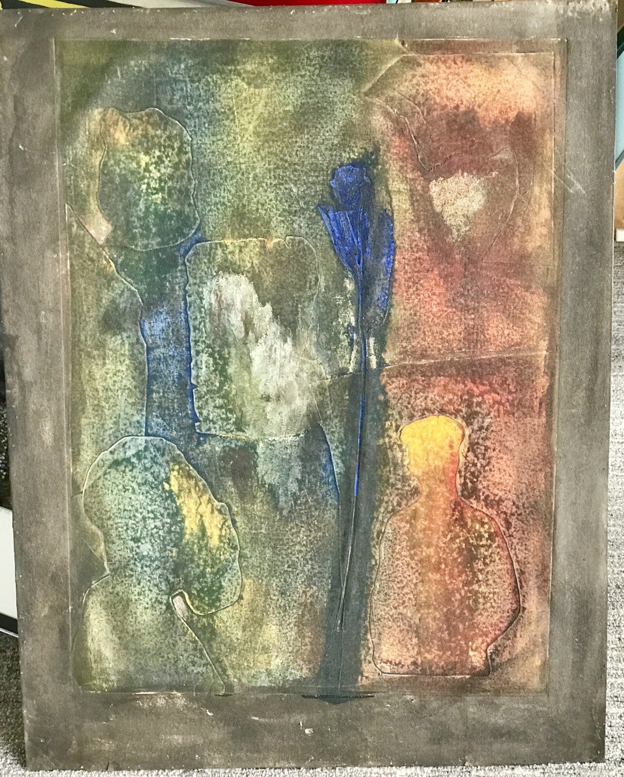 1993 Abstract MIXED MEDIA Oil on Paper Signed Print 22" x 28" Contemporary Art0