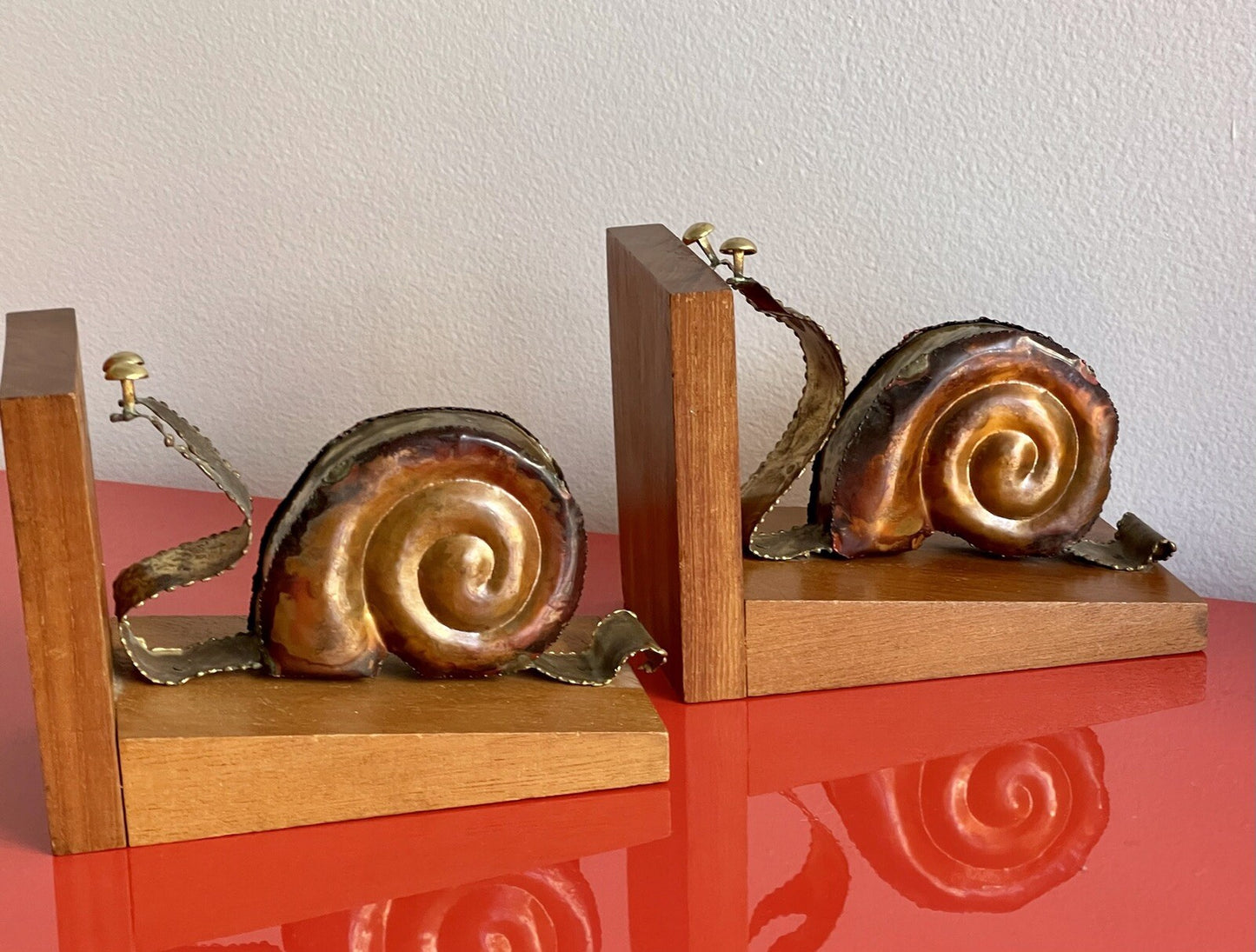 Retro SNAILS Jere Style Bookends Brutalist 60s 70s Vintage MCM Midcentury Modern0