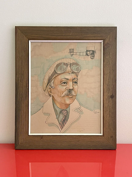 Mort Kuff AERO-PIONEER Watercolor 1970s Framed Vintage Aviation Biplane Orig Art0