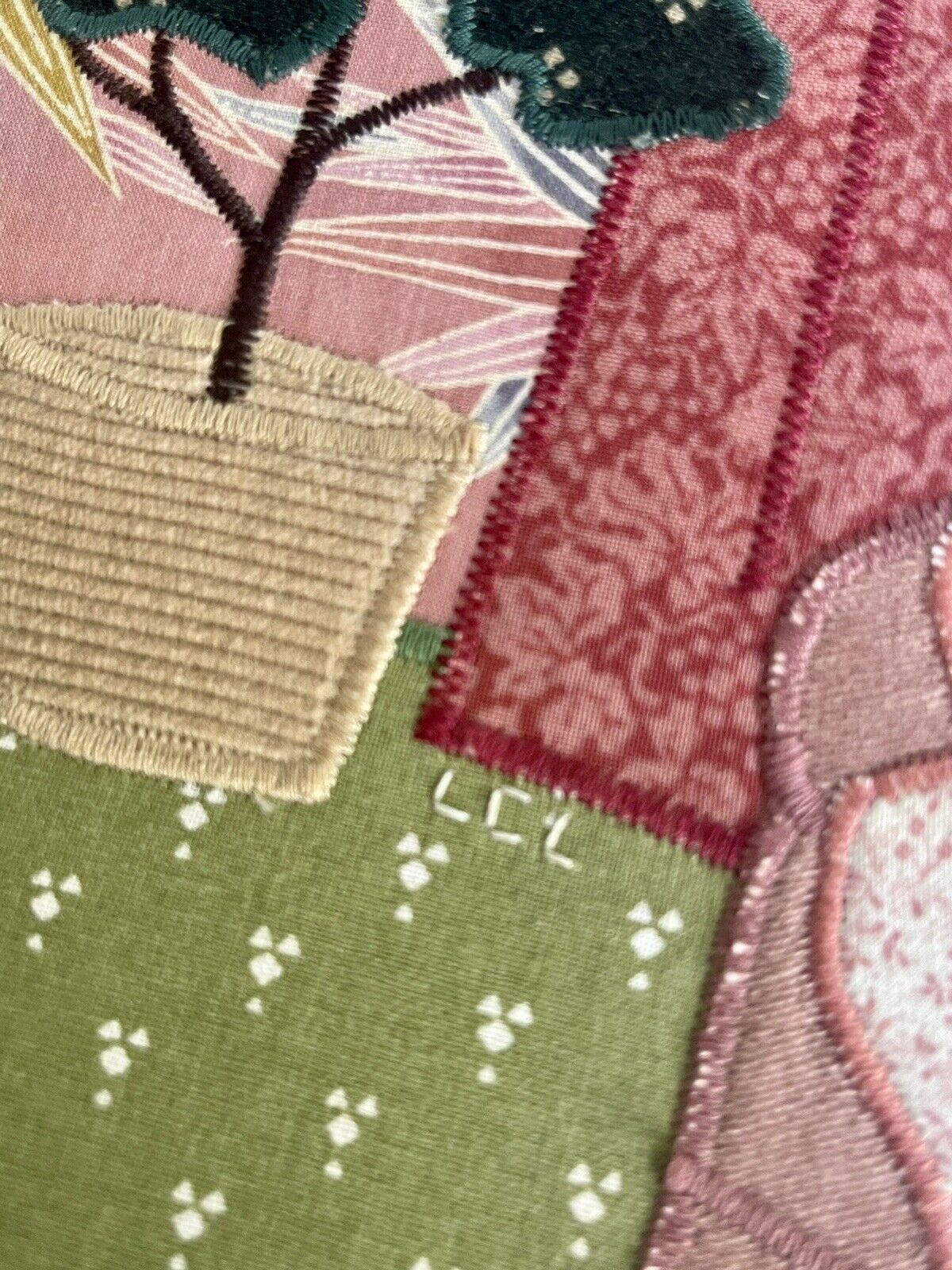 Trapunto Quilted Fabric Collage Art OOAK Interiors Retro McKnight Style (pair)9