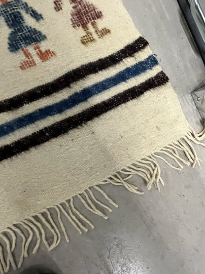 Vintage 5’ x 7’ Estate Fresh Wool Rug Kilim Boho Pictorial People Tribal Dancers3