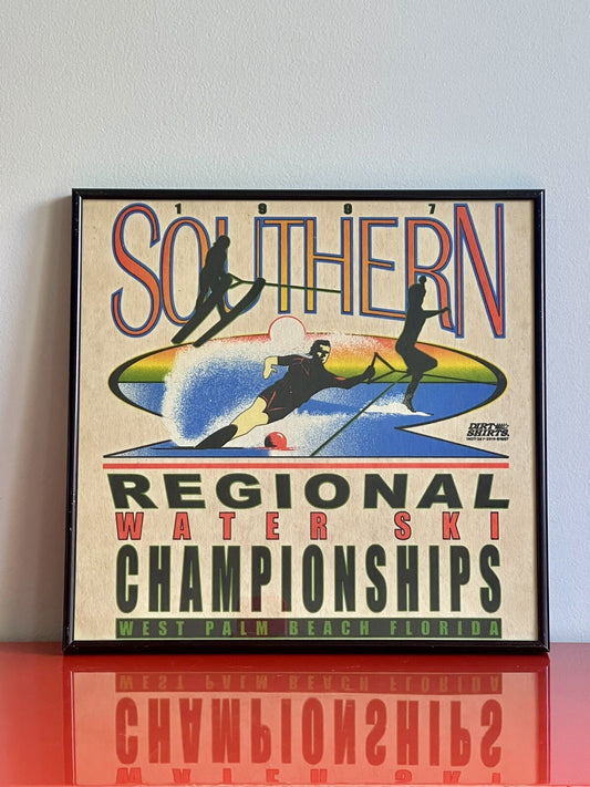1987 FL Water Ski Championships Framed Art Print Retro T-Shirt Design Framed 20”0