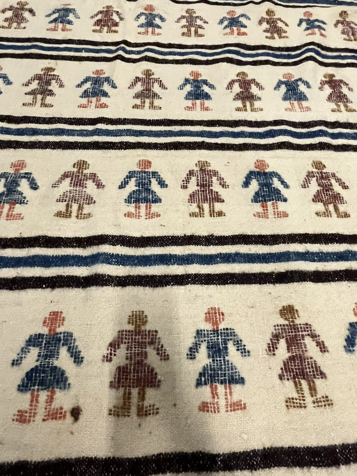 Vintage 5’ x 7’ Estate Fresh Wool Rug Kilim Boho Pictorial People Tribal Dancers1