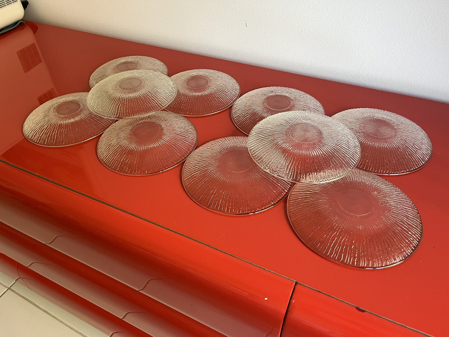 Iittala Aslak 7” Glass Bread Salad Plates Tapio Wirkkala MCM Modernist Lot of 102