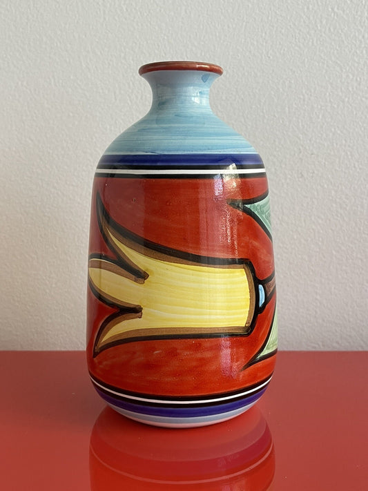 Vietri Desuir Vase Vintage Midcentury MCM Italy 7.5” Retro Hand-painted Pottery0