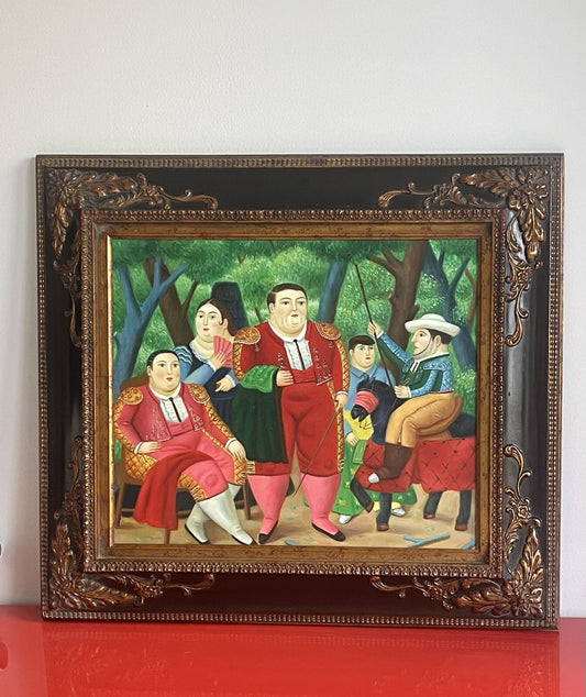 After Fernando Botero “Lefty & Gang” Ornately Framed Iconic Canvas Reproduction0