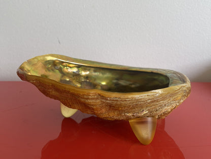 Souvenir Abalone Shell Trinket Dish Lucite Feet Fisherman’s Wharf CA 8” Glam MCM1