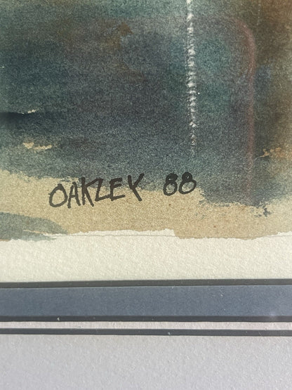 1988 Fine Art Original Watercolor Painting 3 Seasons In The Rain Signed Oakley3