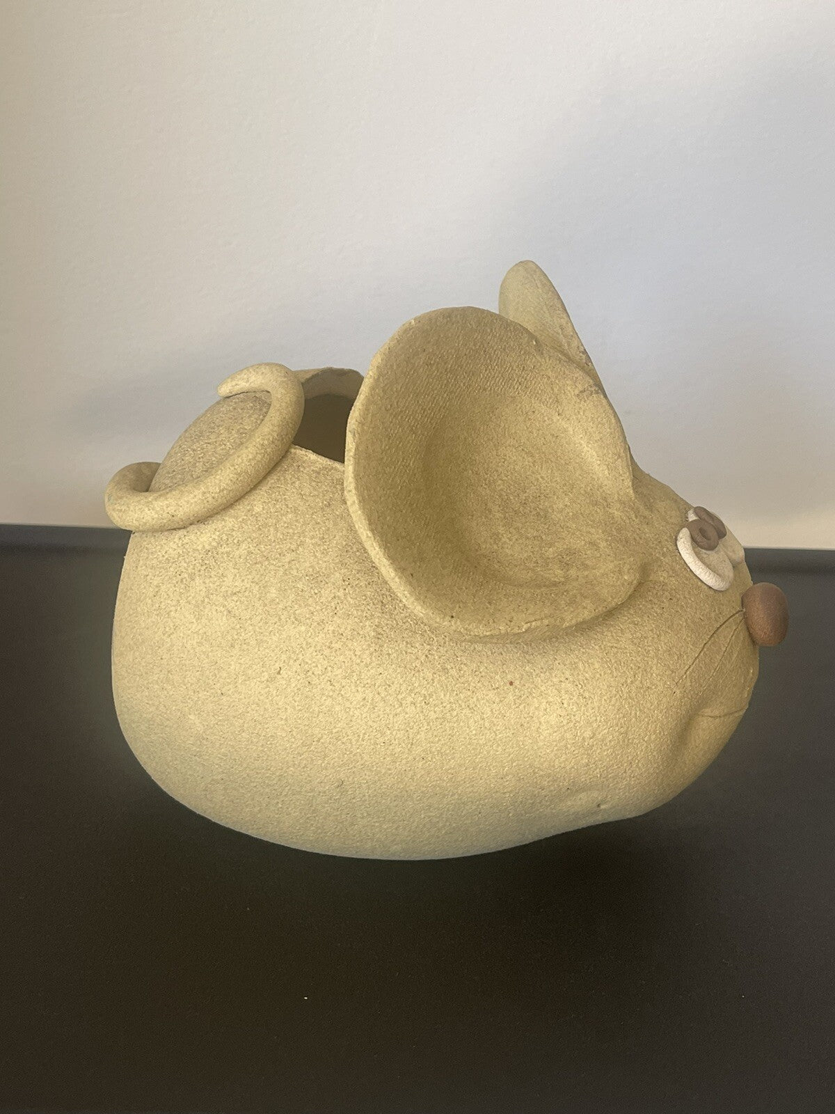 Vintage Kitsch Adorable Mouse Planter Cache Pot Ceramic 1960s 1970s Unmarked EUC1