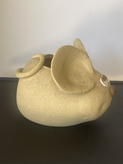 Vintage Kitsch Adorable Mouse Planter Cache Pot Ceramic 1960s 1970s Unmarked EUC1