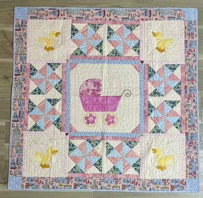 Handmade Handstitched Baby Quilt Blanket 42” Square Edna Deppen 2009 Florida0