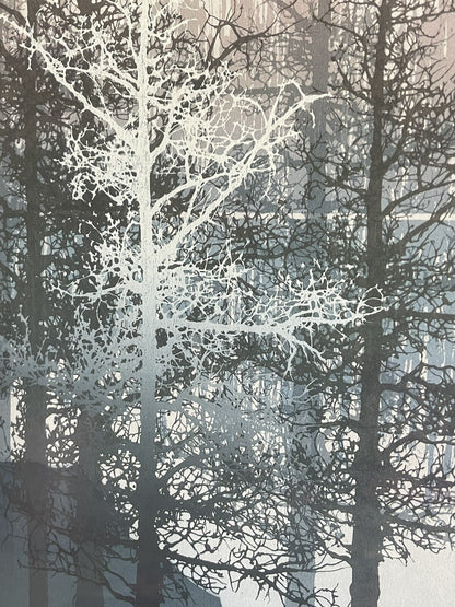 James Hagen 1970s Modernist TREE Serigraph Diptych Fine Art Prints Funky Cottage4