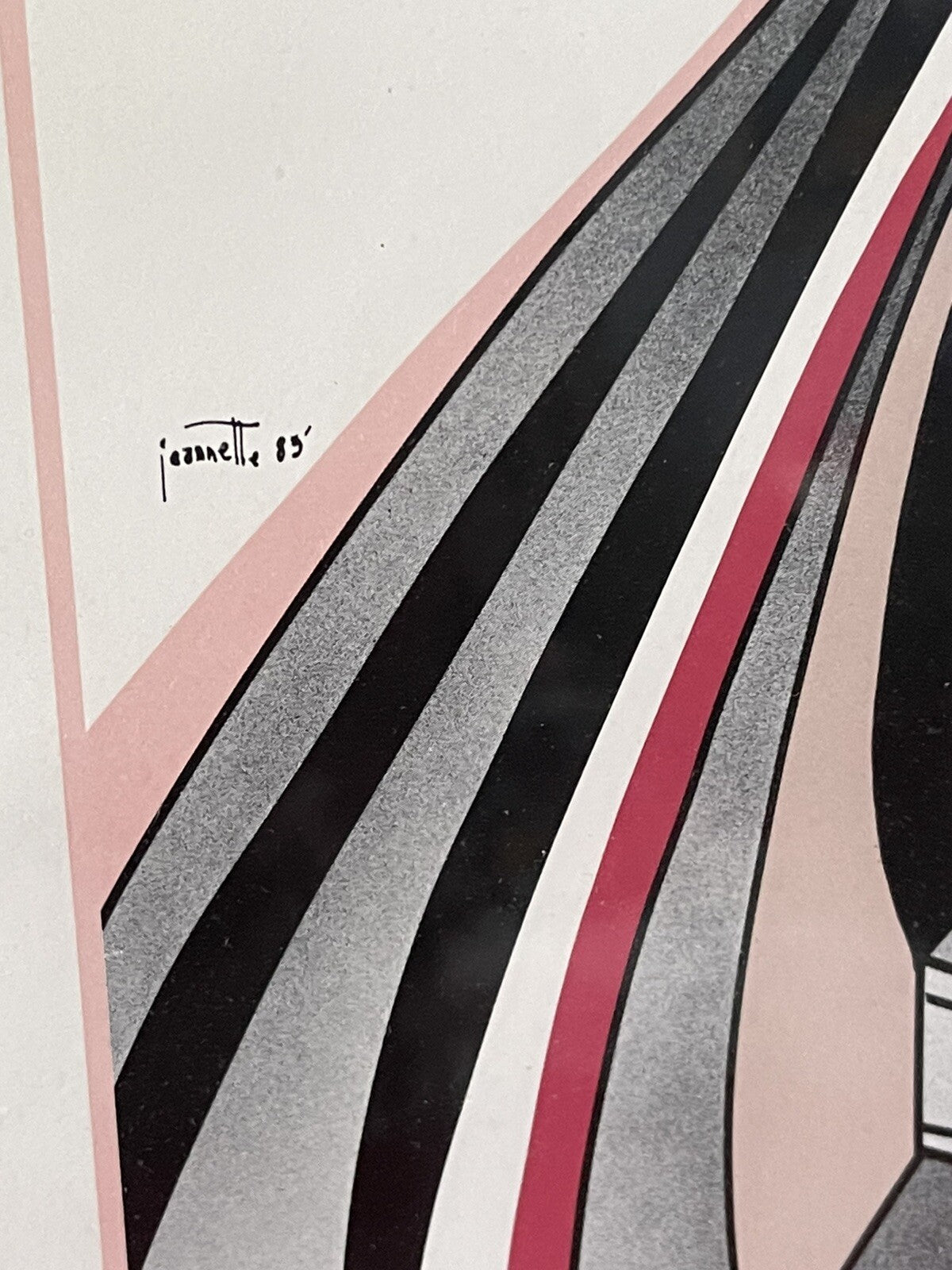 Glam JEANNETTE Signed Vintage Retro Framed Set of 3 Art Deco Prints Mod Nagel3