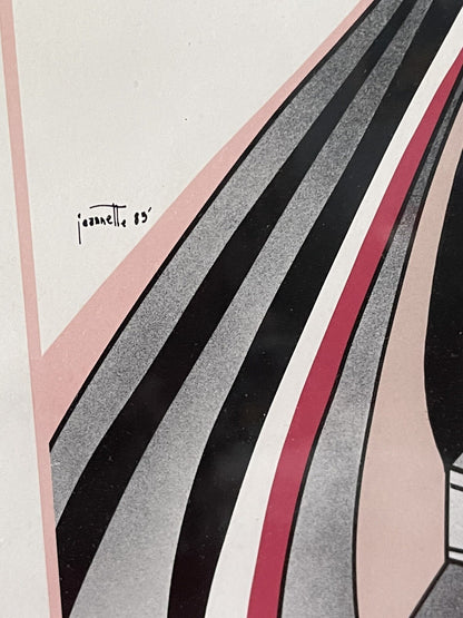Glam JEANNETTE Signed Vintage Retro Framed Set of 3 Art Deco Prints Mod Nagel3