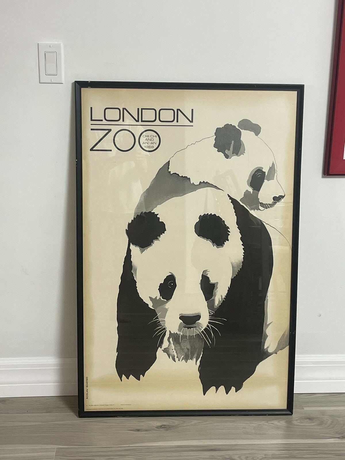 1968 LONDON ZOO Chi-Chi An-An Panda by Roszlav Szaybo Framed Graphic Art Poster1
